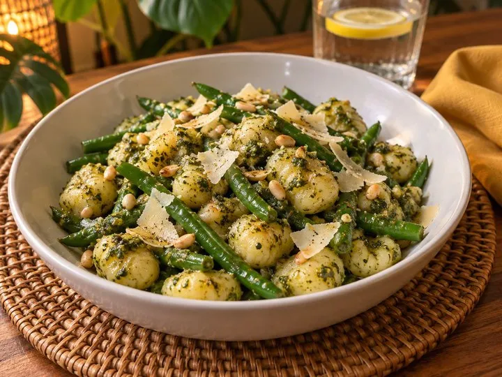 Gnocchi z pesto i fasolką szparagową